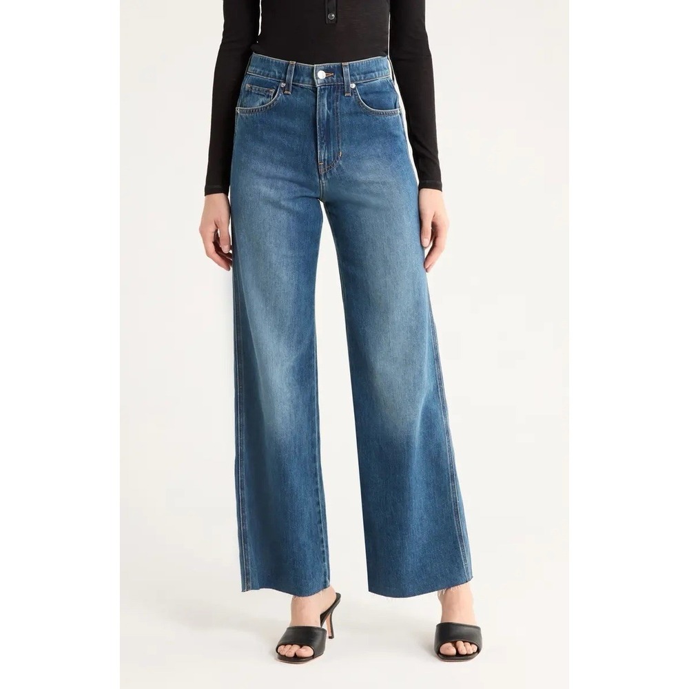 Veronica Beard Womens Taylor Wide Leg Jeans Size 25 Wide Leg Raw Hem